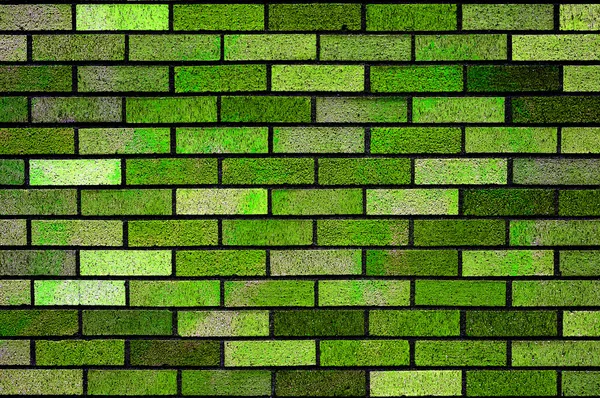 Schone Gekleurde Zure Groene Bakstenen Muur Achtergrondstructuur — Stockfoto