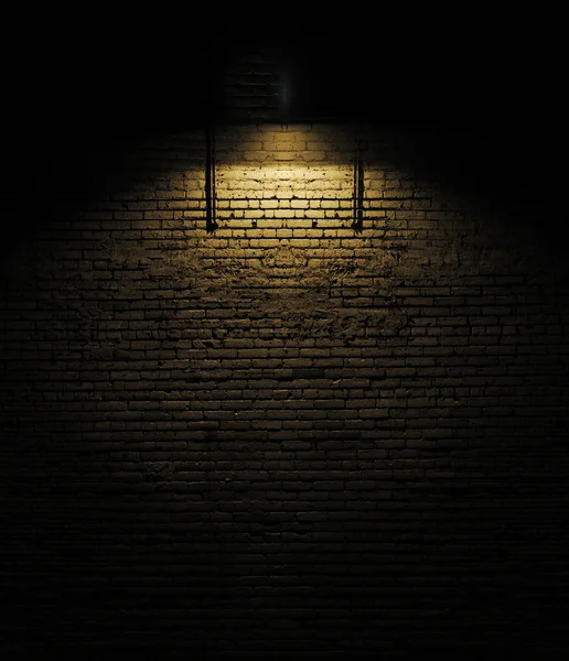 それを照らすスポット ライトと古いの荒いレンガ壁の背景テクスチャ — ストック写真