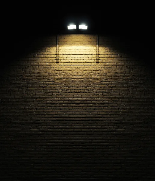 それを照らすスポット ライトと古いの荒いレンガ壁の背景テクスチャ — ストック写真