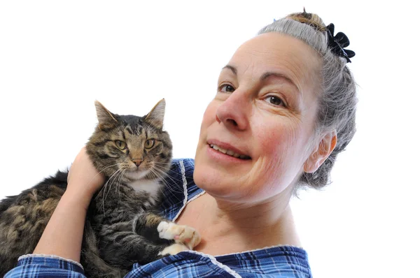 Женщина держит кота — стоковое фото