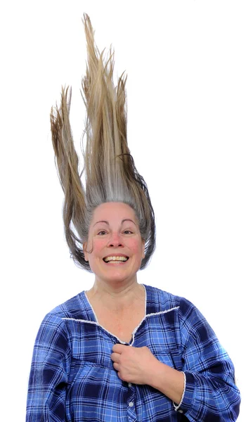 Donna con i capelli in su — Foto Stock