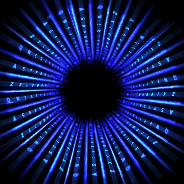Abstraktní Obrázek Modré Podsvícení Zářící Světelné Počítačové Klávesnici Která Kruhový — Stock fotografie