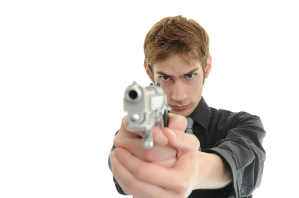 Aiming pistol handgun — Stock Photo, Image