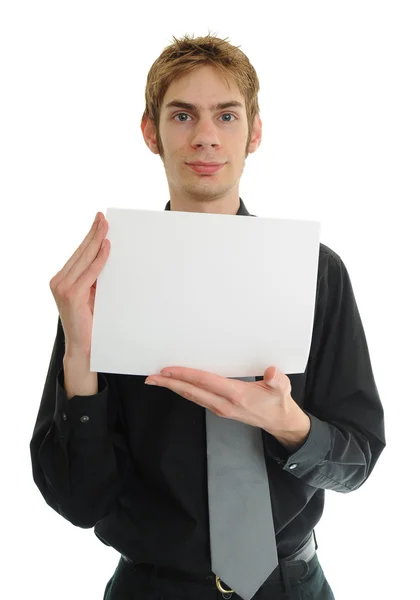 Чоловік тримає паперу — стокове фото