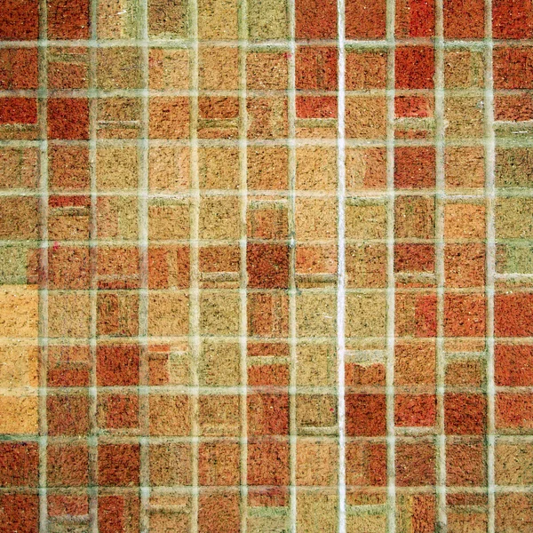 Een Vierkante Baksteen Tegel Achtergrond Gemaakt Van Rood Bruin Beige — Stockfoto