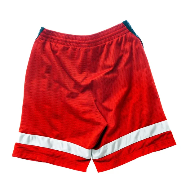 Rode Polyester Nylon Rode Basketbal Sportkleding Shorts Geïsoleerd Witte Achtergrond — Stockfoto