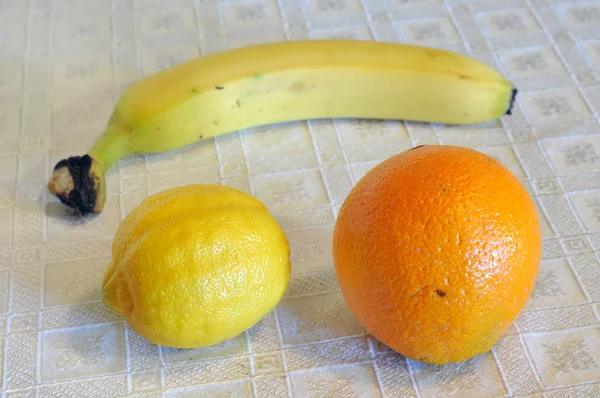 Orange, lemon, banana — Stock Photo, Image