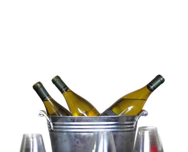 Wine Bottles in Tin Bucket — Stock Photo, Image