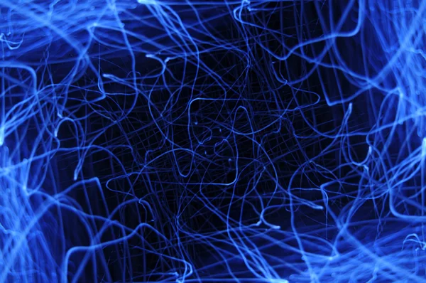 Modré Chaotické Tunel Tvořen Digitální Počítač Elektrické Signály Koncepce — Stock fotografie