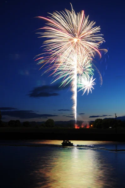 stock image Fireworks with Water Reflection