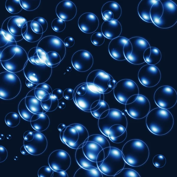 Modrá Pod Vodou Pozadí Grafu Obrázku Lesklou Mýdlové Bubliny — Stock fotografie