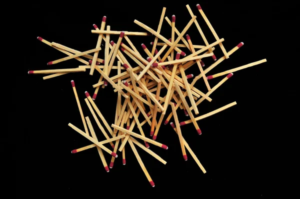 Pile of Matches Isolated on Black — Stock Photo, Image