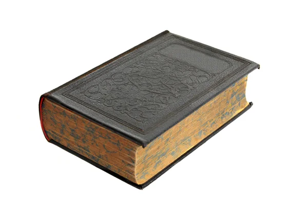 Libro Antico Molto Vecchio Con Copertina Rigida Isolato Sfondo Bianco — Foto Stock