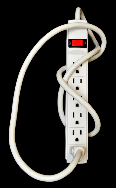 Basic Surge Protector Electric Outlet Isolated Black Background — Stock Photo, Image