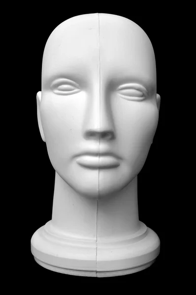 Čelní Pohled Hlavy Figuríny Manekýn Izolovaných Černém Pozadí — Stock fotografie