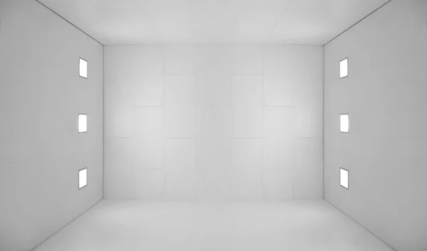 Quarto vazio branco com luzes quadradas — Fotografia de Stock