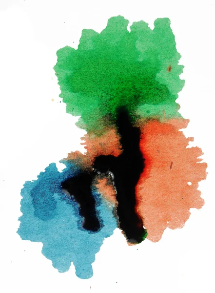 Αφηρημένη Closeup Φωτογραφία Της Πολύχρωμο Μελάνι Και Χρώμα Splotches Splatters — Φωτογραφία Αρχείου
