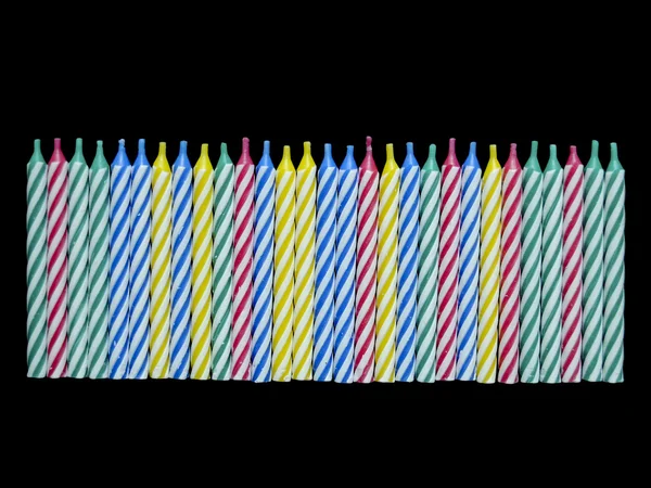 Bunch Unlit New Birthday Candles Isolated Black Background — Stock Photo, Image