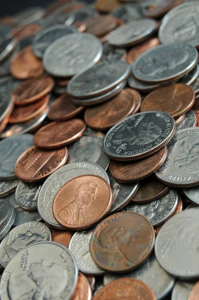 Цілу Купу Американська Монети Звалили Верхній Частині Один Одного Щоб — стокове фото