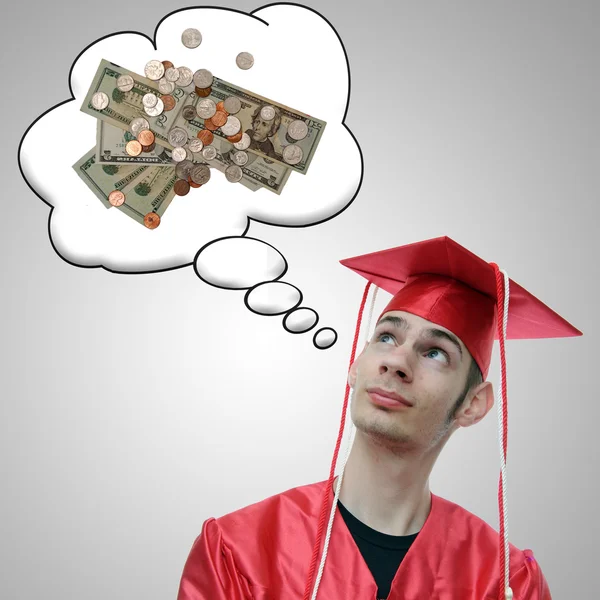 Highschool University College Graduate Thinks Debt Has Money Soon Obtain — Stock Photo, Image