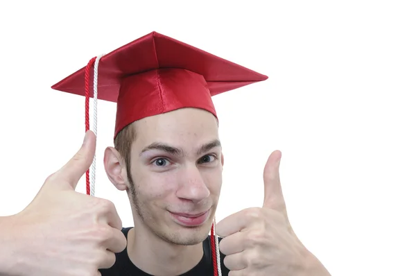 Young White Male Caucasian Teenage Highschool Graduate Smiling His Thumbs — Zdjęcie stockowe