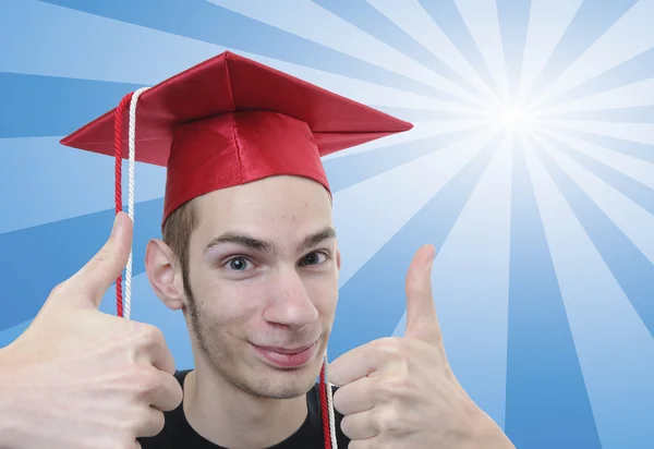Young White Male Caucasian Teenage Highschool Graduate Smiling His Thumbs — Stock Photo, Image