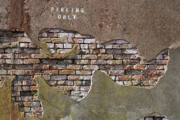 Antiguo Muro Ladrillo Desgastado Con Yeso Cubriéndolos Parcialmente — Foto de Stock