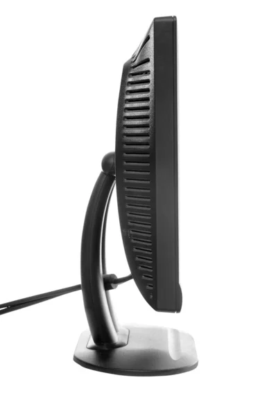 孤立在白色背景上的黑色液晶显示计算机监视器 — 图库照片