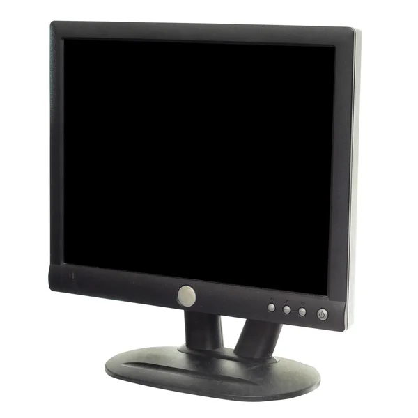 孤立在白色背景上的黑色液晶显示计算机监视器 — 图库照片