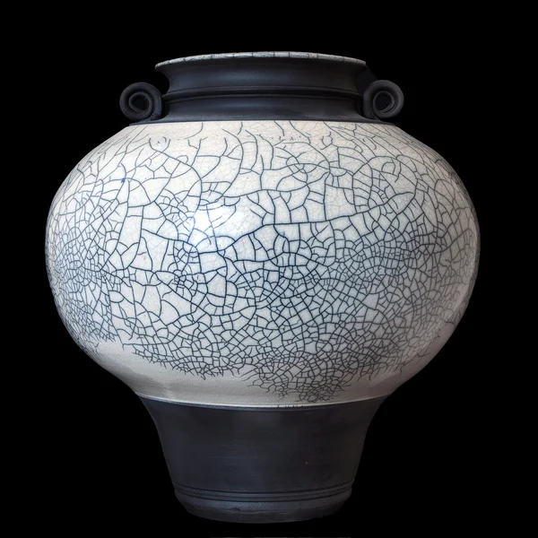 Clay Raku Ceramica Isolata Sfondo Nero Una Cornice Quadrata — Foto Stock