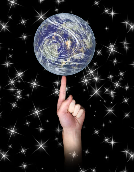 指の上に地球の分散 — ストック写真