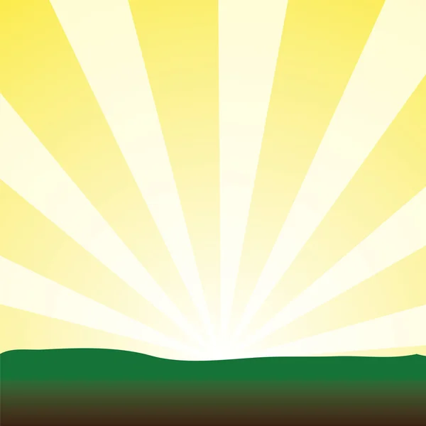 Bursting Yellow Sun Rays Blasting Landscape Bright New Day — Stock Photo, Image