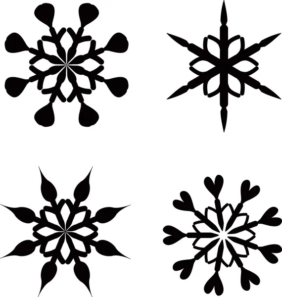 集合套的孤立的白色背景上的四个雪花 — 图库照片