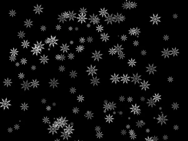 Weiße Schneeflocken auf schwarzem Hintergrund — Stockfoto