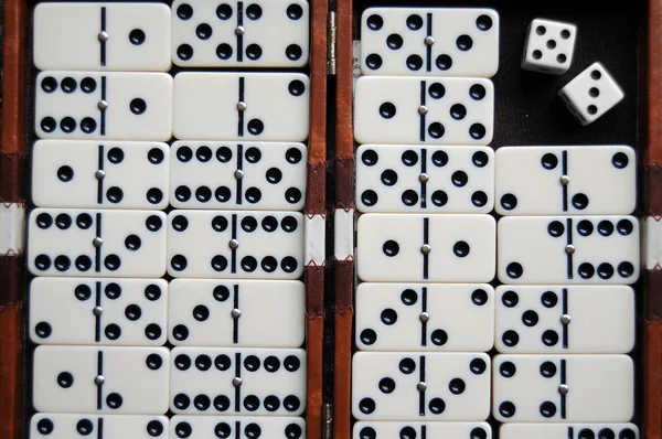 Closeup Dominoes Laying Flat Surface — Stock Photo, Image