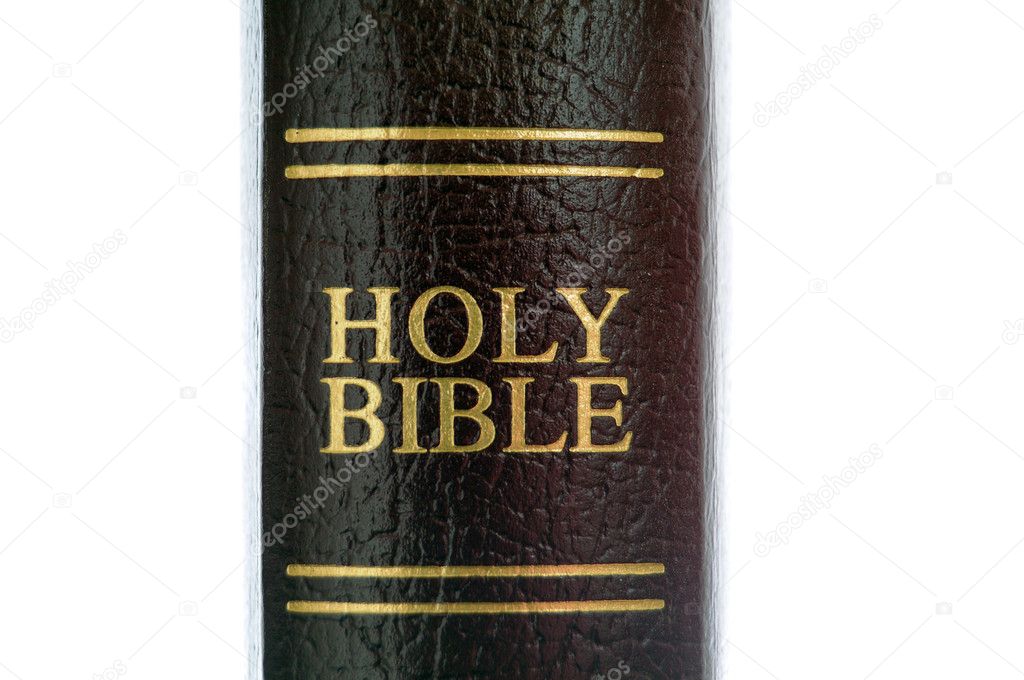 Holy Bible with the spine of the book showing the words Holy Bible isolated on white