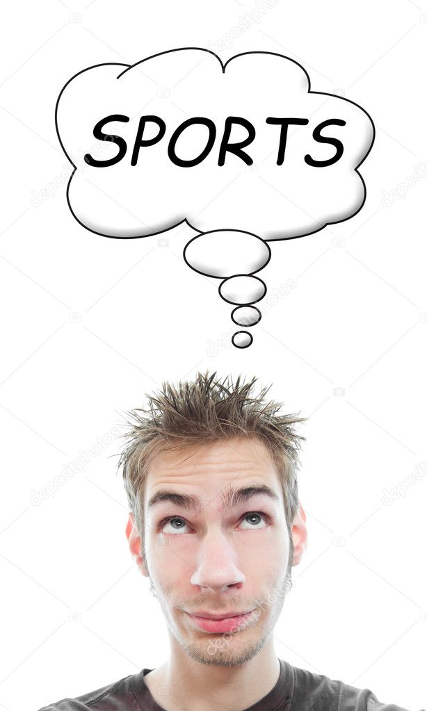 Young man thinks Sports