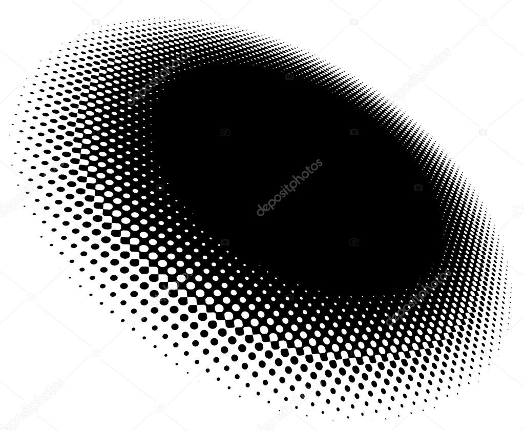 Halftone illustration graphic with dots. The pattern is slanted at an angle to give 3d perspective.