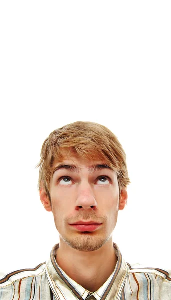 Jovem Adulto Branco Branco Adolescente Olhando Diretamente Acima Retocada Profissionalmente — Fotografia de Stock