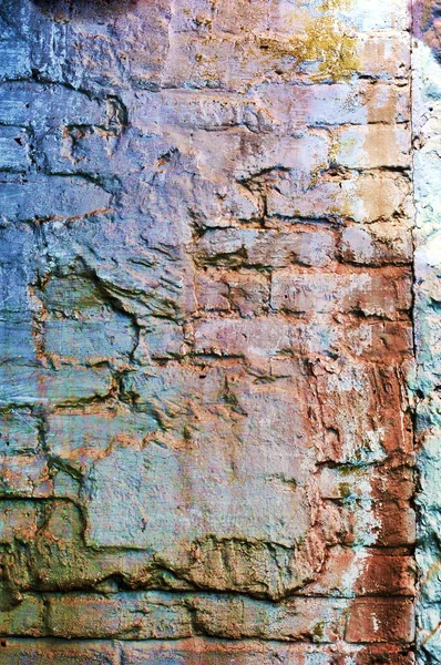 Old Worn Colorful Brick Wall Texture Surface — Stock Photo, Image