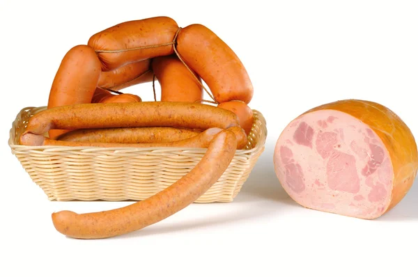 Köttprodukter Isolerad Med Vit Bakgrund — Stockfoto