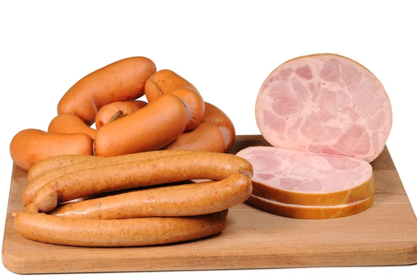 Köttprodukter Isolerad Med Vit Bakgrund — Stockfoto