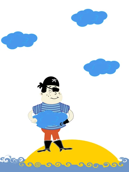 Pirate and the cloud vector — Stock Vector
