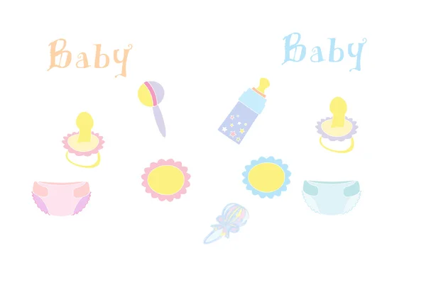 Ilustração vetorial do conjunto de produtos para bebés — Vetor de Stock