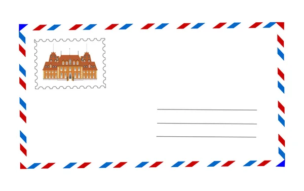 Φάκελος και εικονογράφηση φορέας γραμματόσημο — Διανυσματικό Αρχείο