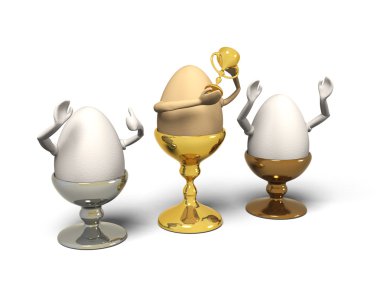 Eggs - three winner in egg-cups clipart