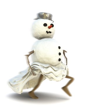 Schneemann rennt weg. Snowman running away. clipart