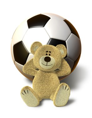 oyuncak ayı futbol topuyla rahatlatır