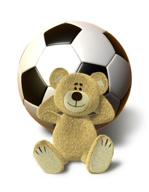 Teddy Bear relaxes with Soccer Ball clipart