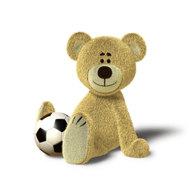 Nhi Bear Sitting on the Floor with a Ball, Side clipart